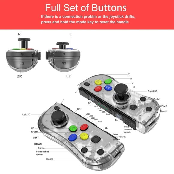 Nintendo Switch Transparent Controller Joy Pad JoyCon - Picture 4 of 5